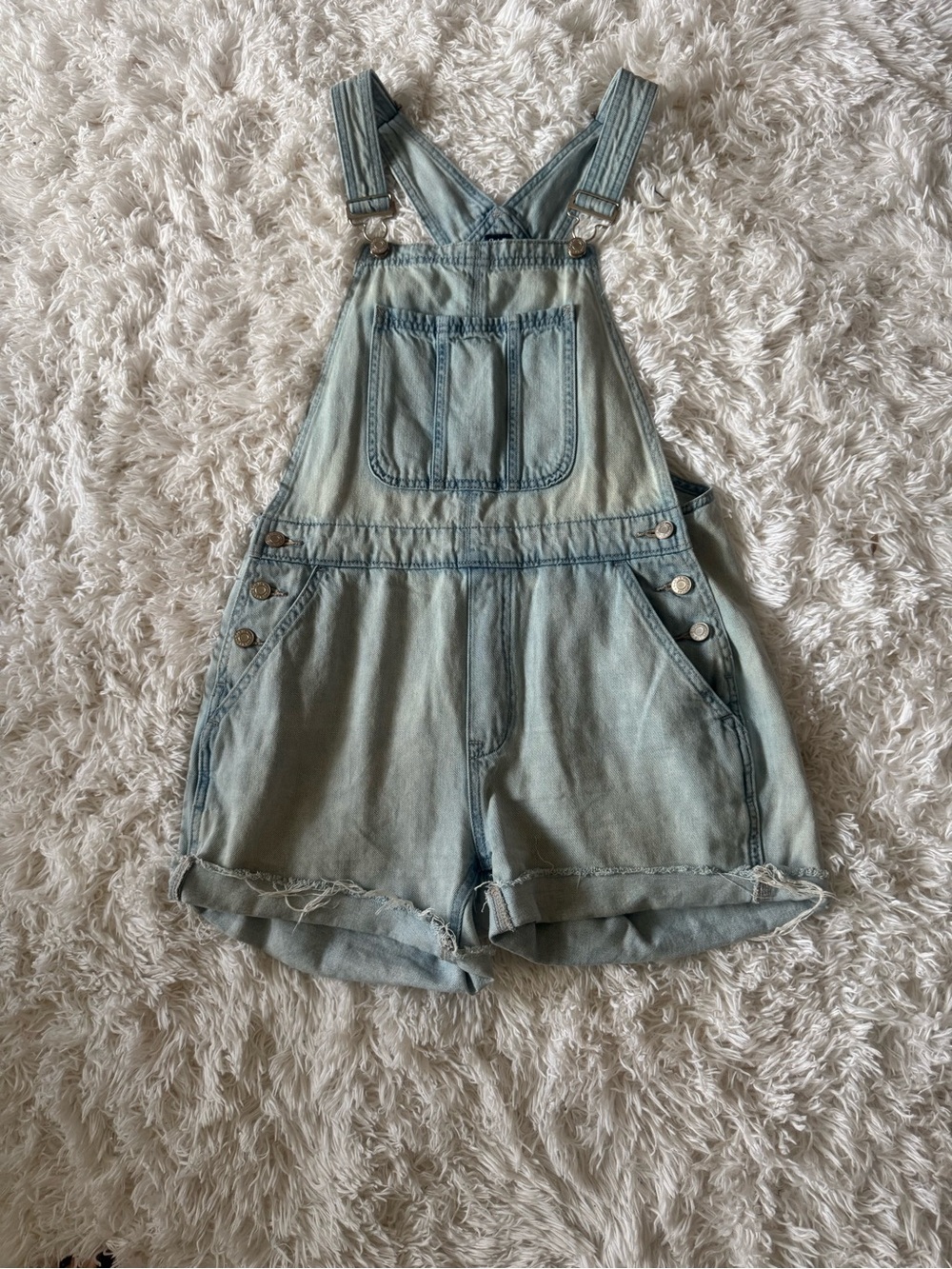 GAP Light Wash Denim Short Overalls
